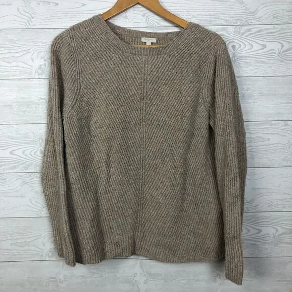 Talbot's Women's Size XL Ribbed Long Sleeve Pullover Sweater Cotton Blend Beige - Picture 1 of 5